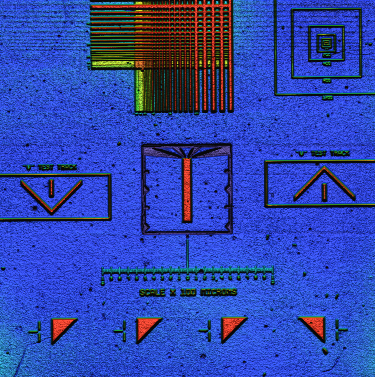 8 nm step height standard measured at 2.5×, with a pseudo-color surface map, measurement setup photo, cross-sectional profile, and measurement conditions.